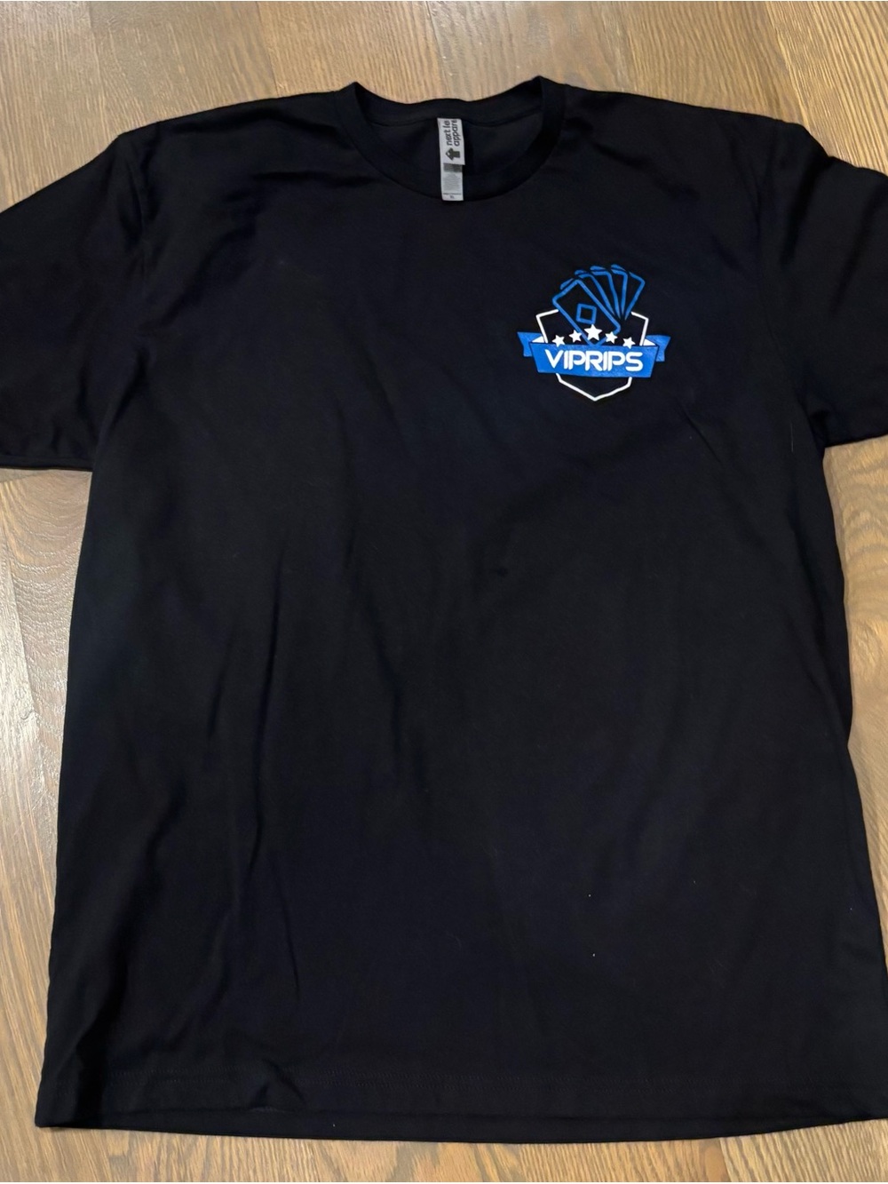 Next Level XL Apparel Black Tee with Blue & White VIPRIPS Logo